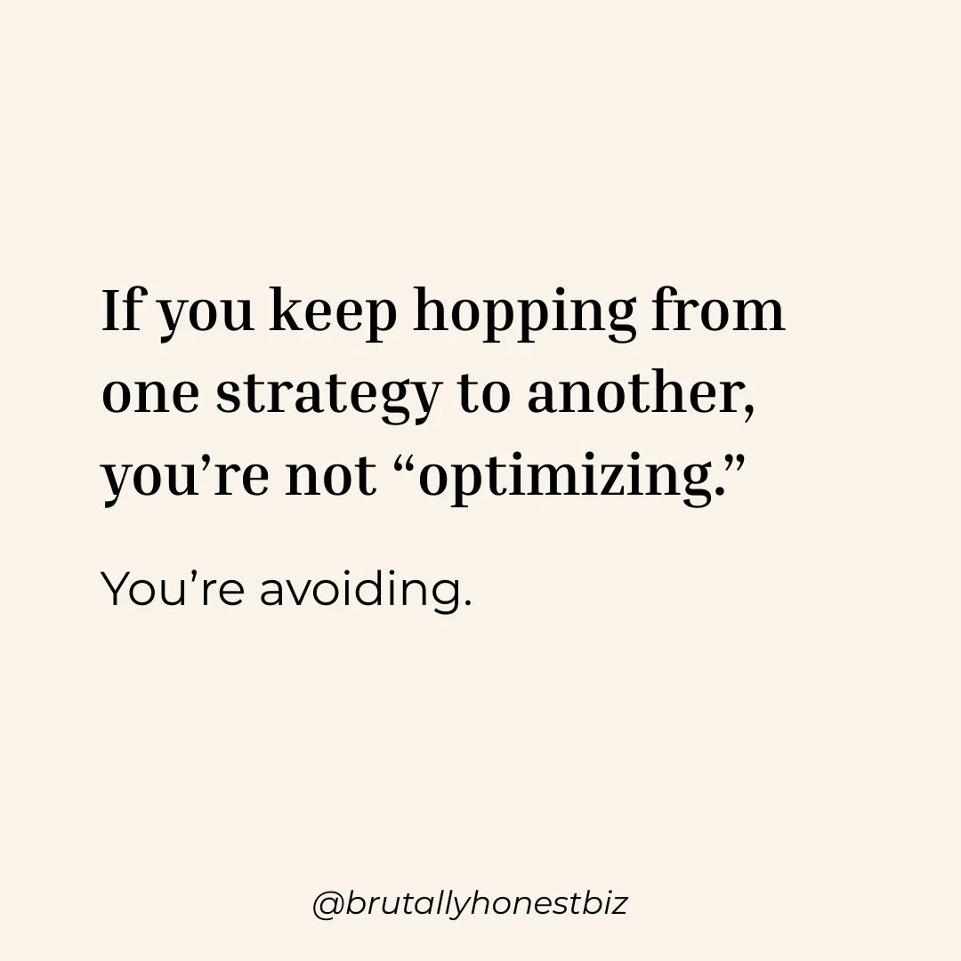 Most coaches don&rsquo;t struggle with strategy.
They struggle with staying with a strategy long enough for it to work.

The moment discomfort shows up &mdash; visibility, selling, waiting, uncertainty &mdash; the brain panics and looks for a &ldquo;