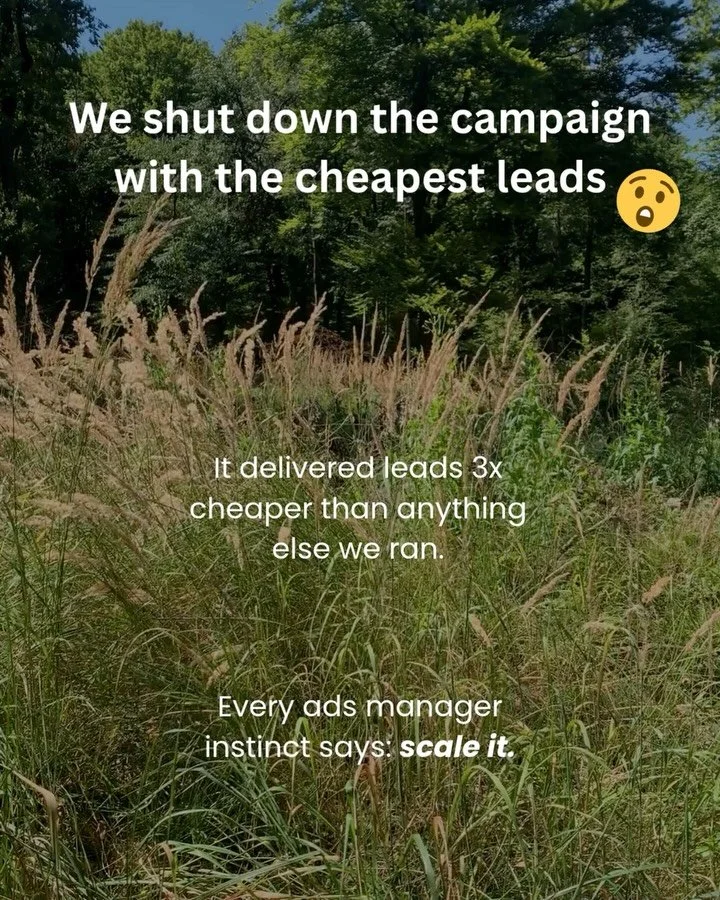 She came to me with a clear goal: 300 leads for her upcoming webinar and a waitlist for her coaching program.

We started with the typical tactics. And we hit the market benchmarks for cost per lead pretty fast.

But the data coming in showed us thes