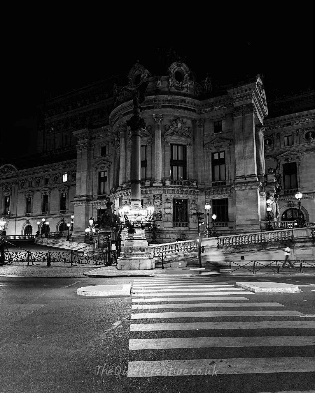 Nighttime Street View of Paris