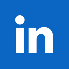 LinkedIn logo in white on a blue background
