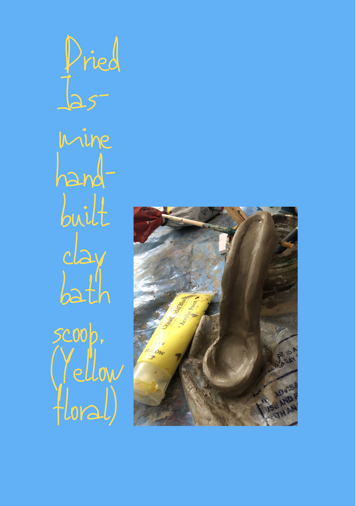 Dried Jasmine hand-built ceramic bath scoop