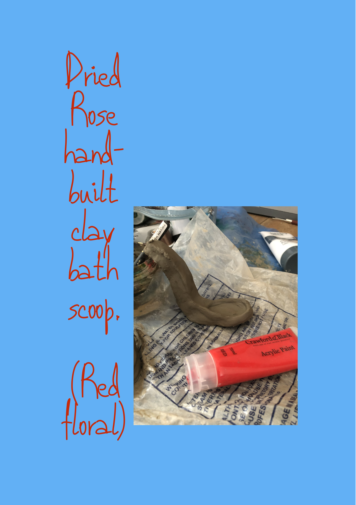 Dried Rose hand-built ceramic bath scoop