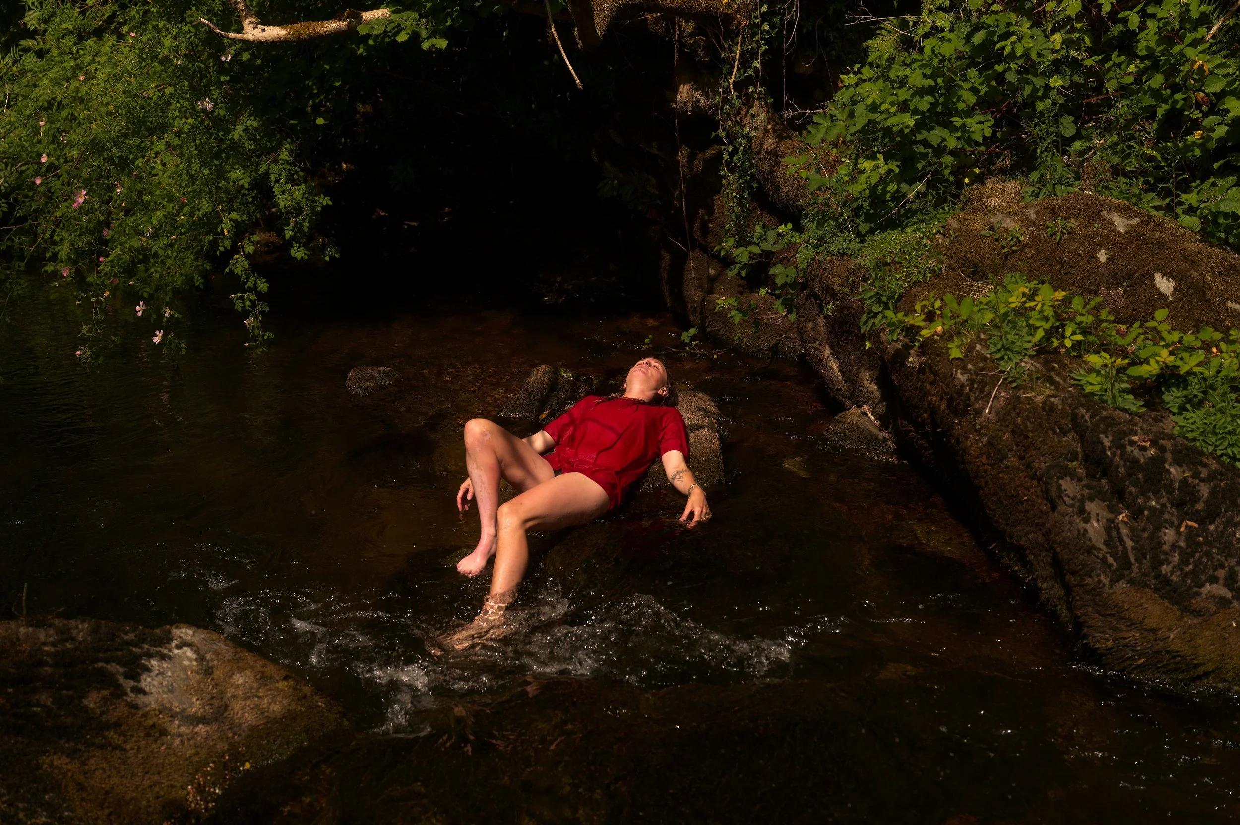 (c) Laurence Cummins Photography - English specialist medium format wedding & portrait photography based in Somerset UK, covering all of England - A timeless and elegant beautiful image of a lady in a stream