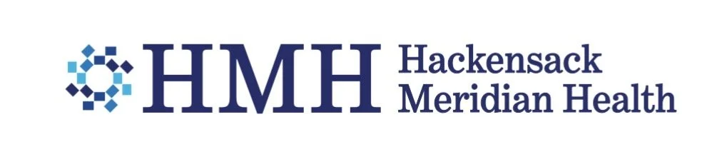Logo of Hackensack Meridian Health with initials HMH and a blue geometric icon