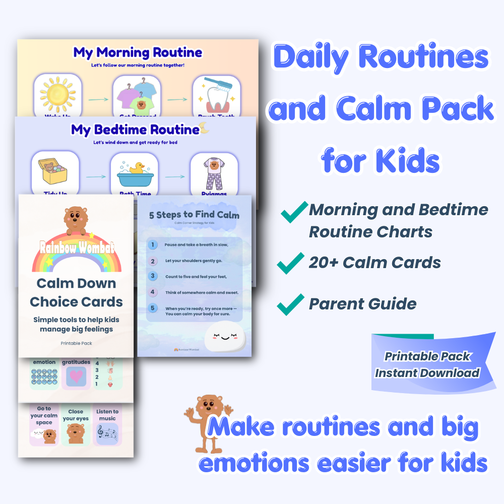 Daily Routine & Calm Down Pack for Kids (Printable Charts & Cards)