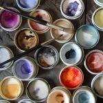 Image of posts of watercolour paint