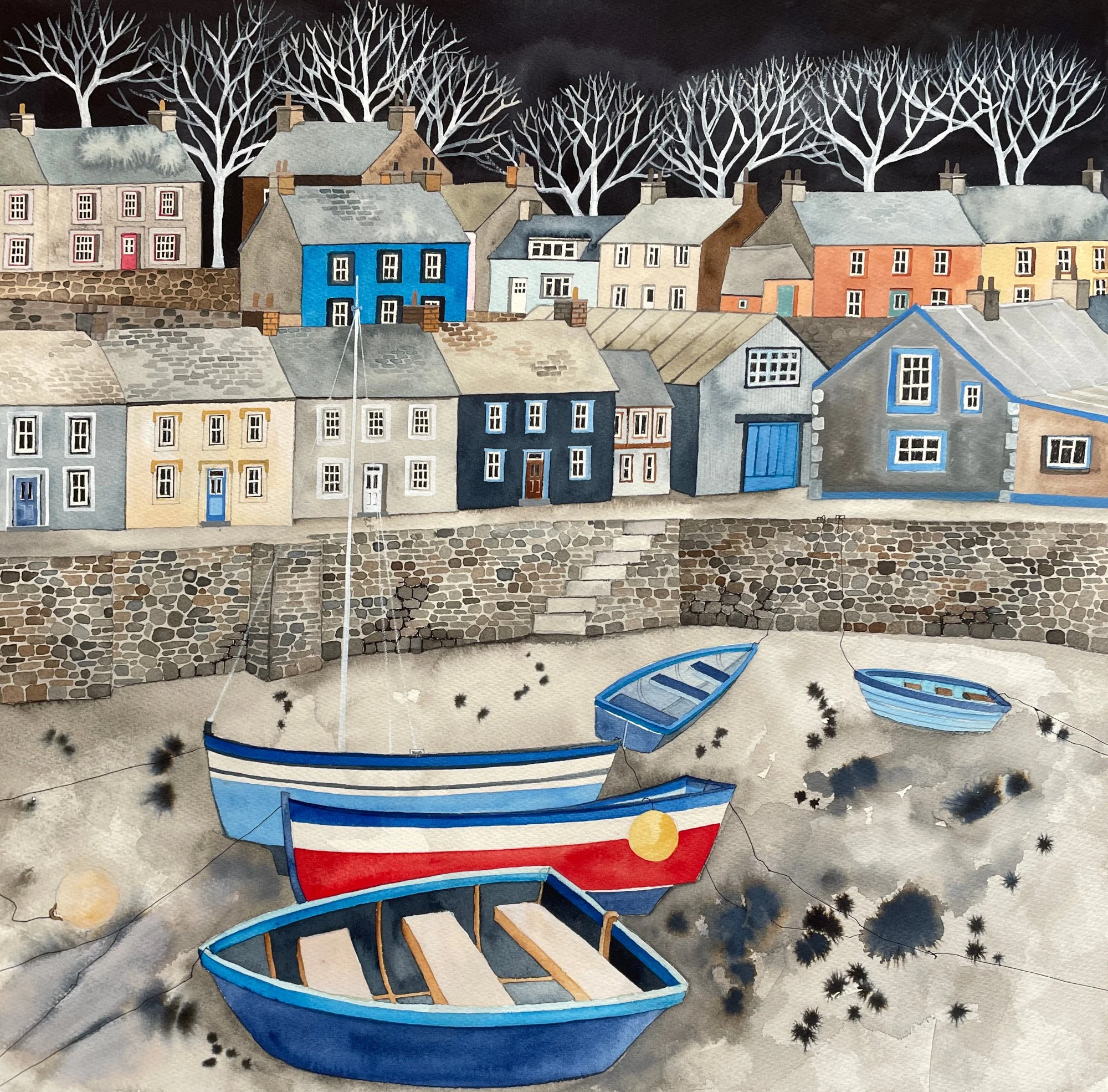 Beached Again Lower Town, watercolours