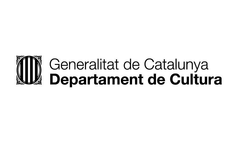 Logo of the Generalitat de Catalunya, Department of Culture, featuring a circular emblem with vertical lines.