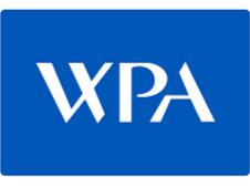 Logo with a blue background and white letters 'WPA'