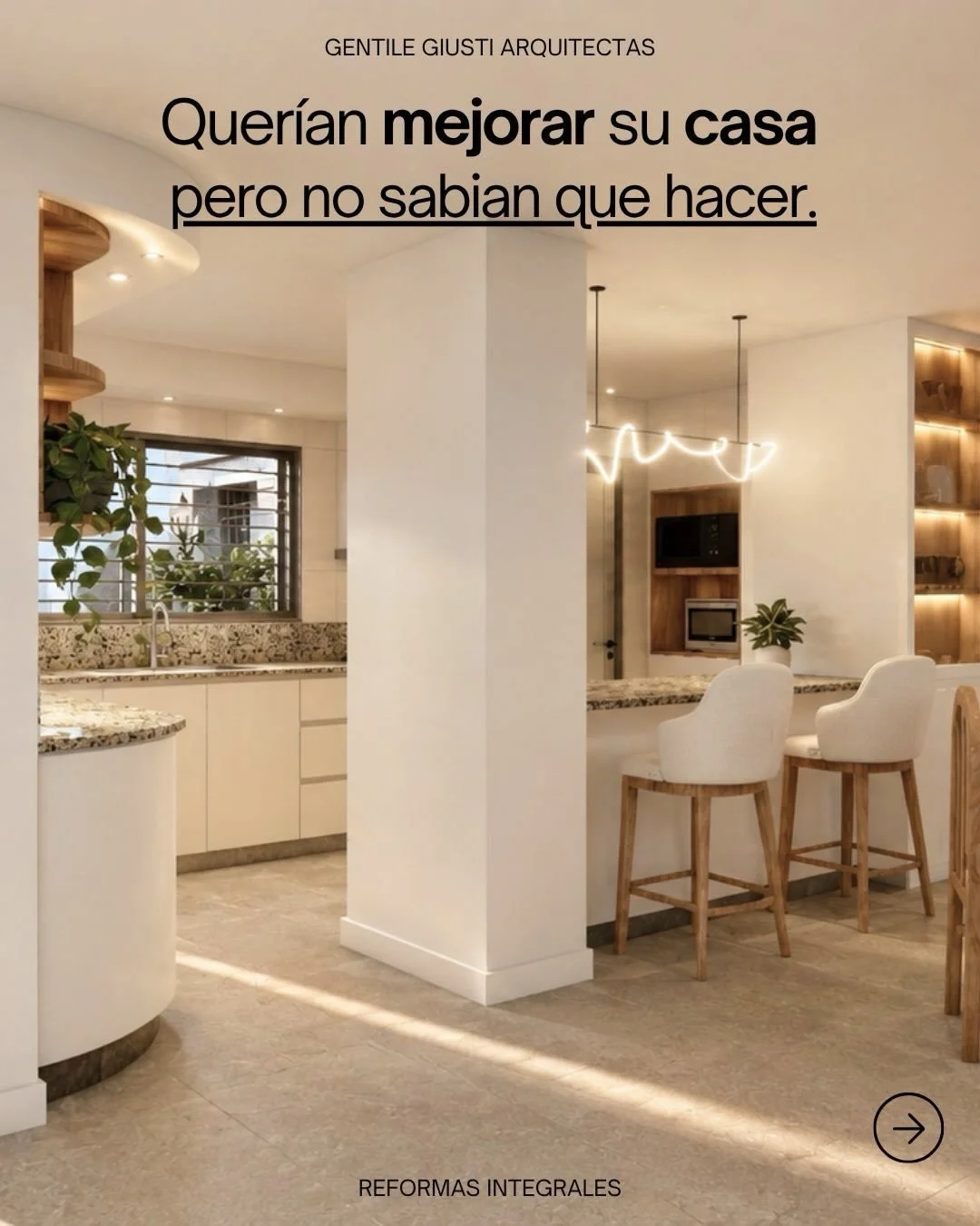 Desliz&aacute; para ver este caso real 🏠
- Nuestros clientes quer&iacute;an mejorar su casa, pero no sab&iacute;an qu&eacute; hacer !!! 🤯

👀 El problema era claro, la cocina en conjunto al lavadero no permitian el ingreso de luz natural al sector 