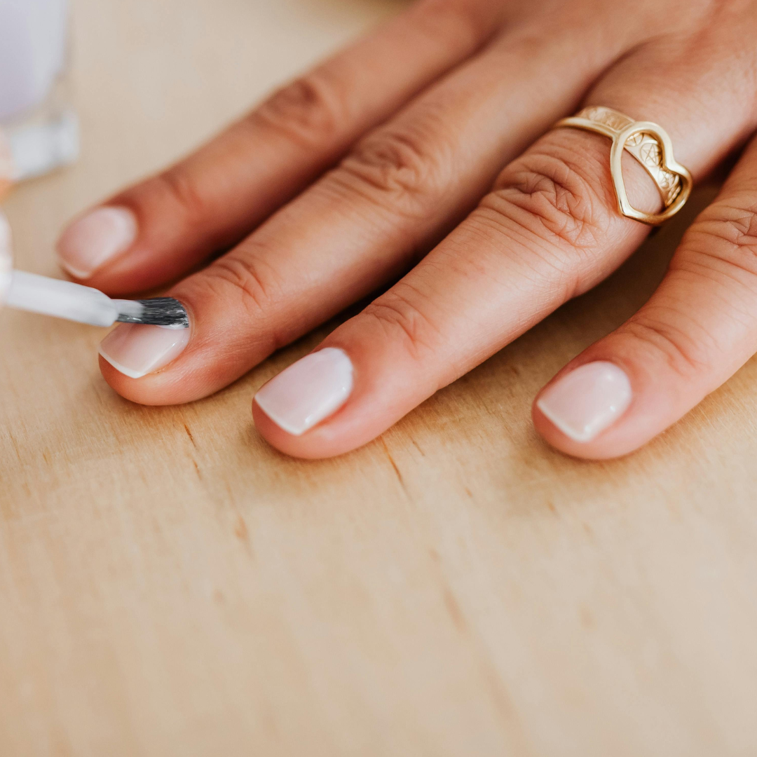 woman with a natural french manicure without gel