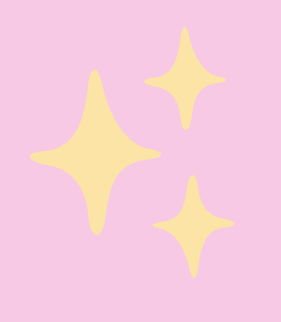 Three yellow star-shaped sparkles on a pink background.