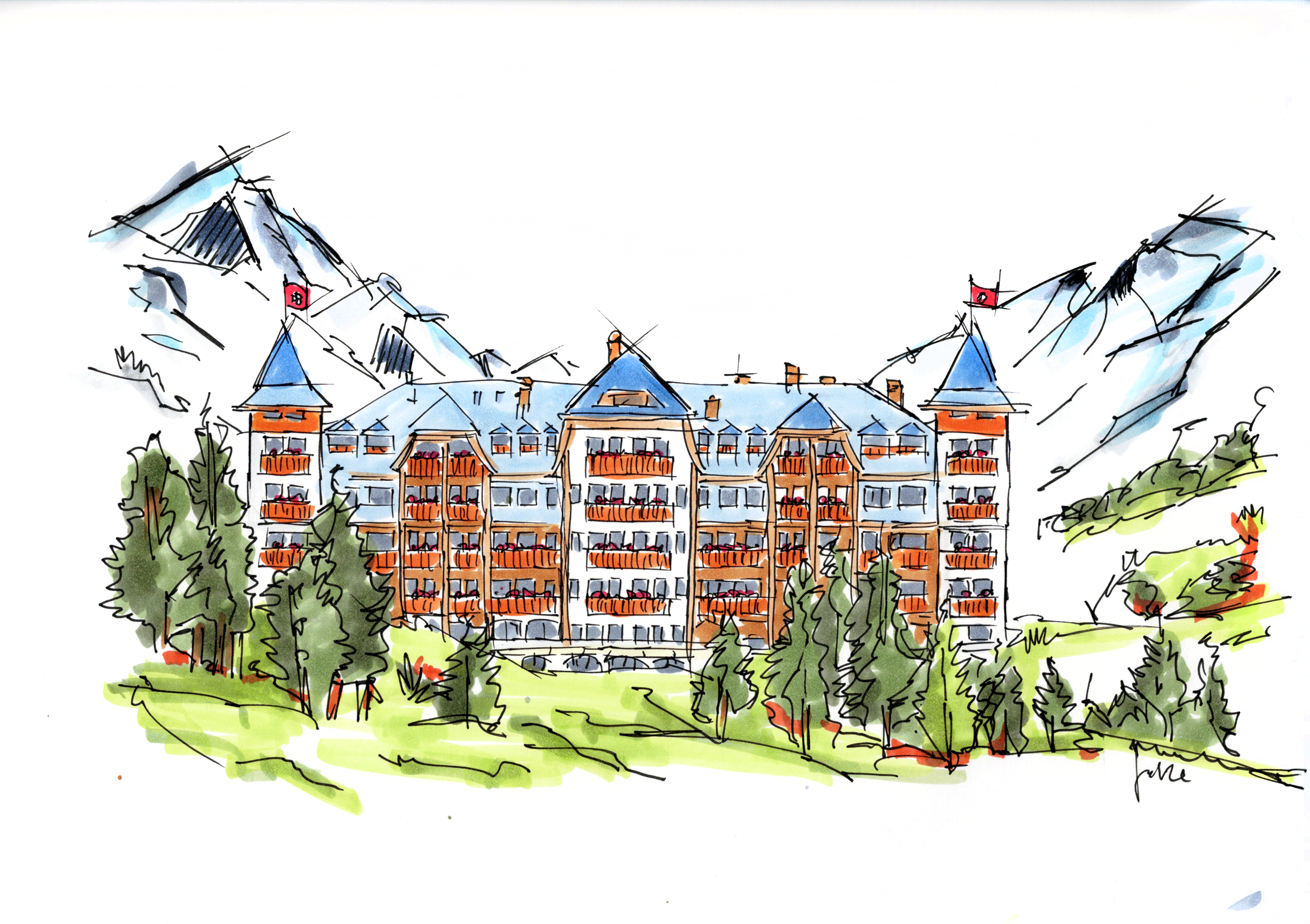 Alpine Hotel Quick Sketch