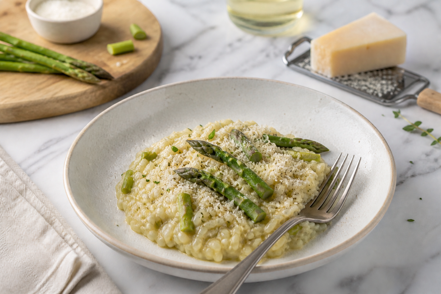 Risotto cremoso de espárragos