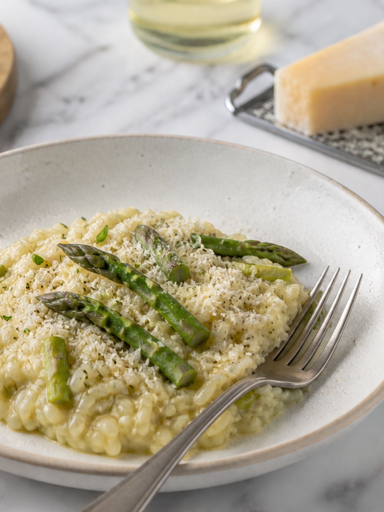 Risotto cremoso de espárragos 