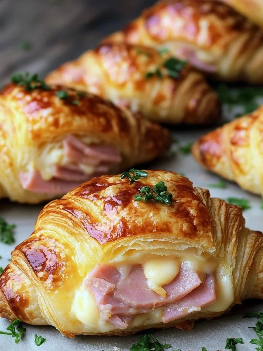 Receta de croissants de hojaldre con jamón y queso