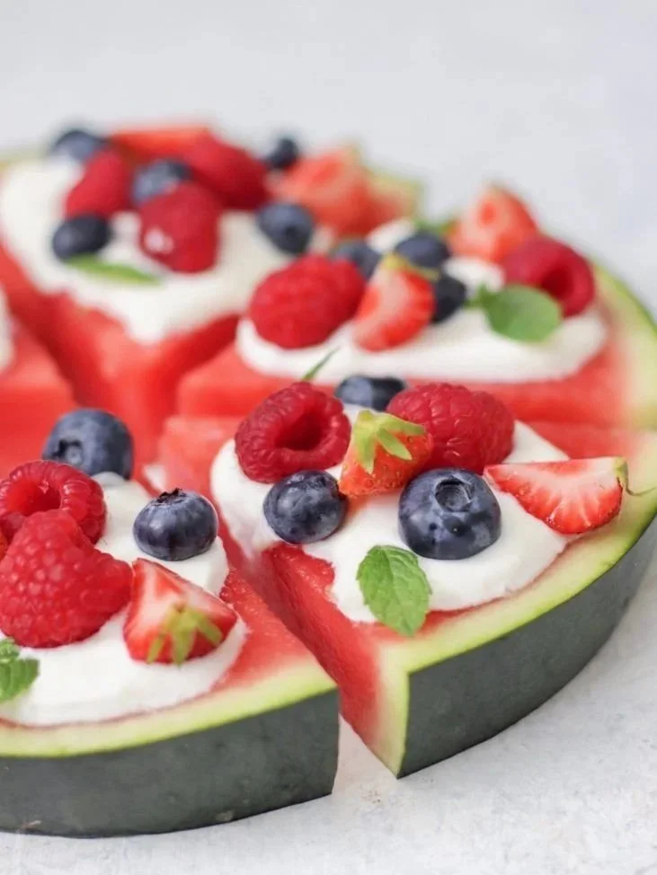 Pizza de sandía y fruta