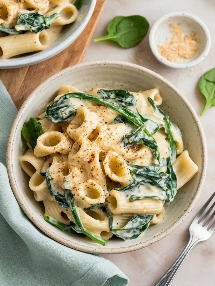 Macarrones con espinacas y queso: receta fácil para niños