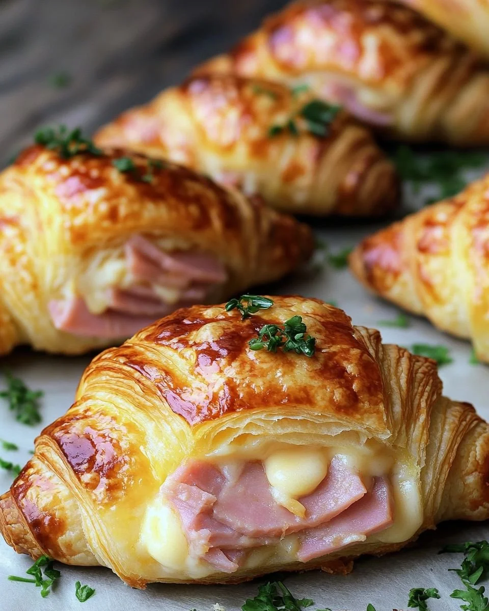 Receta de croissants de hojaldre con jamón y queso