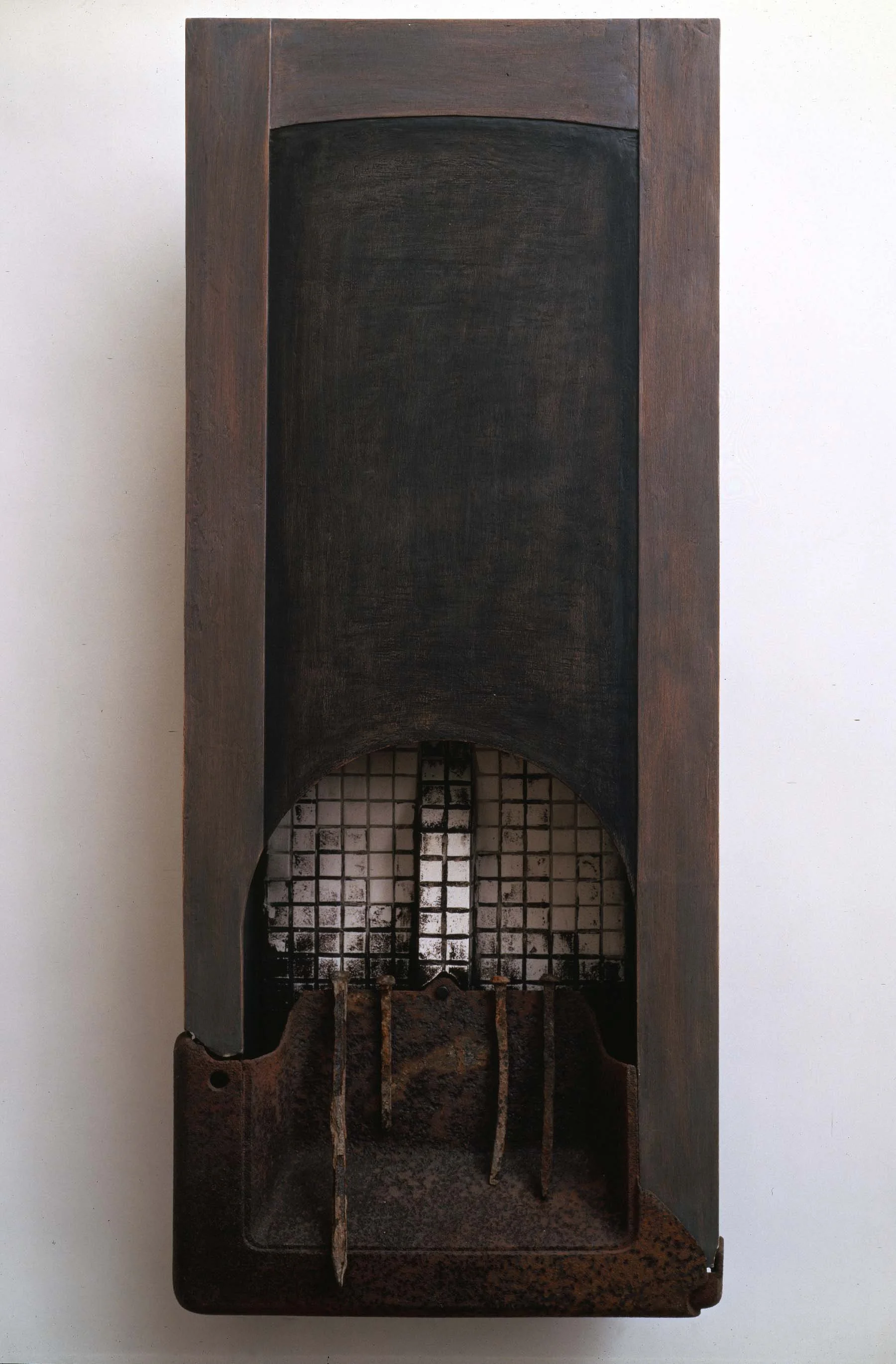 FLUE FOR LESTER 1985
Wood, Tile, Scrap cast Iron, Rail Spikes, Oil
24"x48"x7"