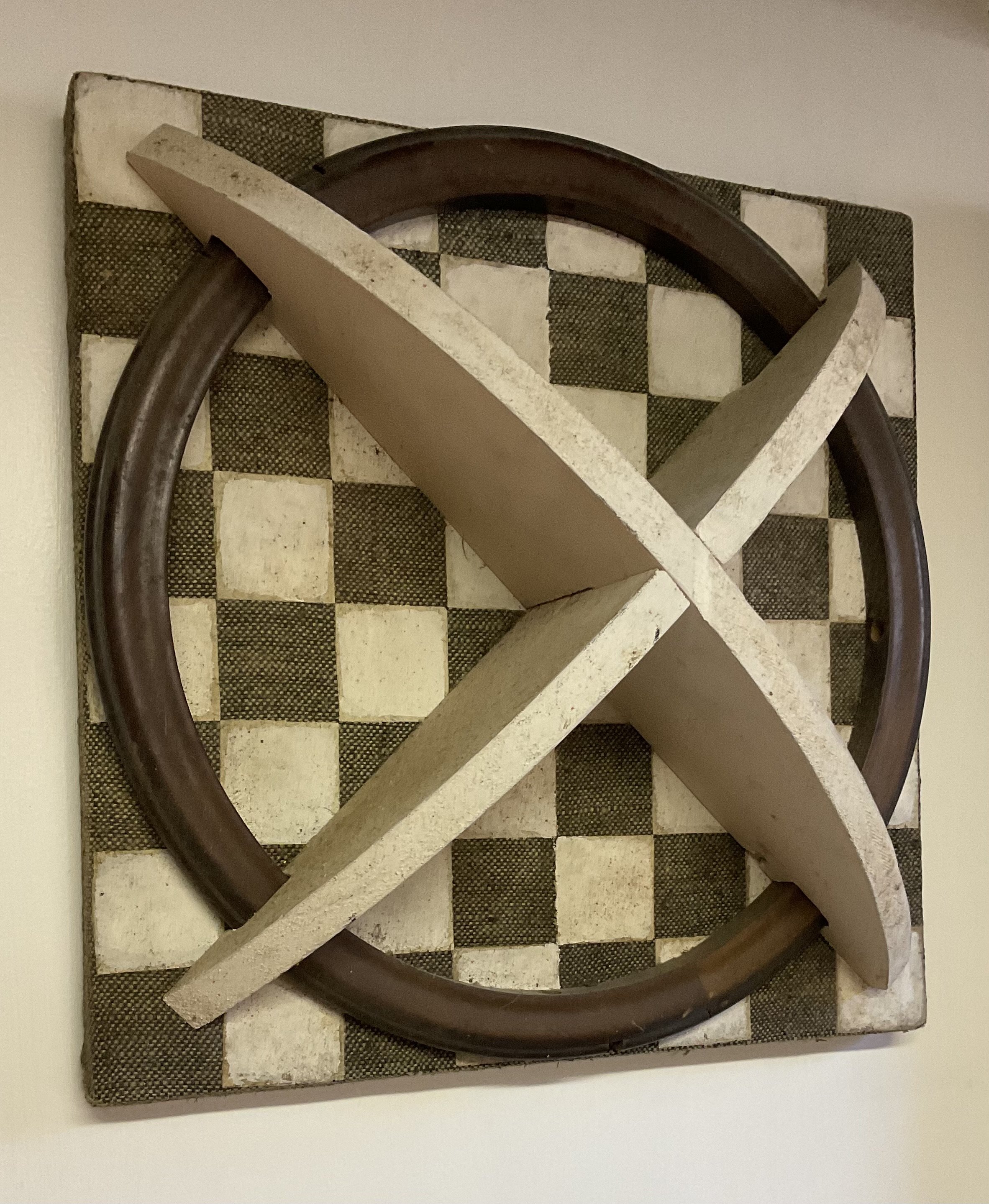 BORED (angle view) 2000?
Wood, Fabric, Oil, Scrap Wheel
16"x16"x7"