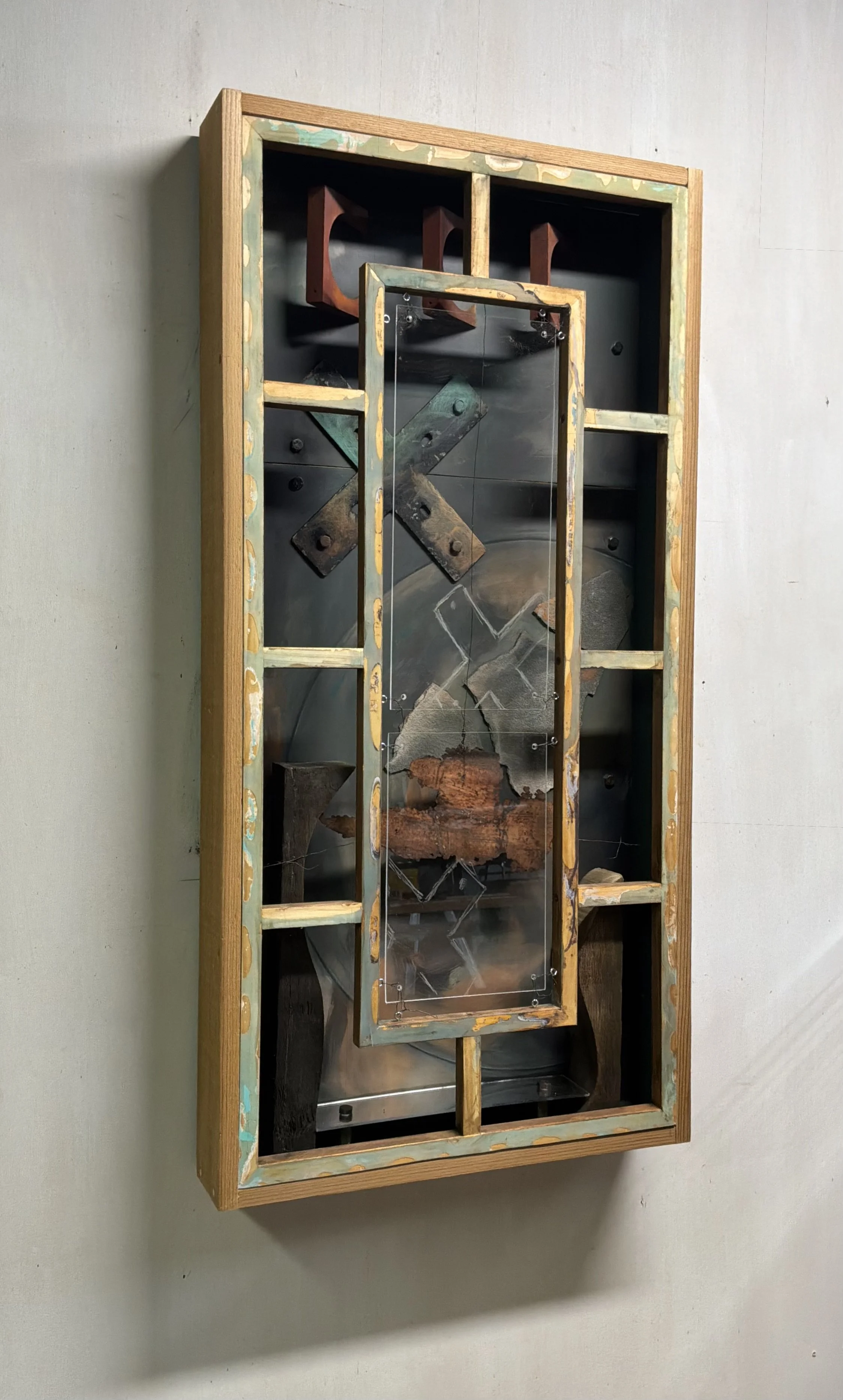 Dissolution Of Time (In Progress) Sideview 2026
Wood, Oil, Stone, Steel, Plexiglass
19”x29”x3.5”