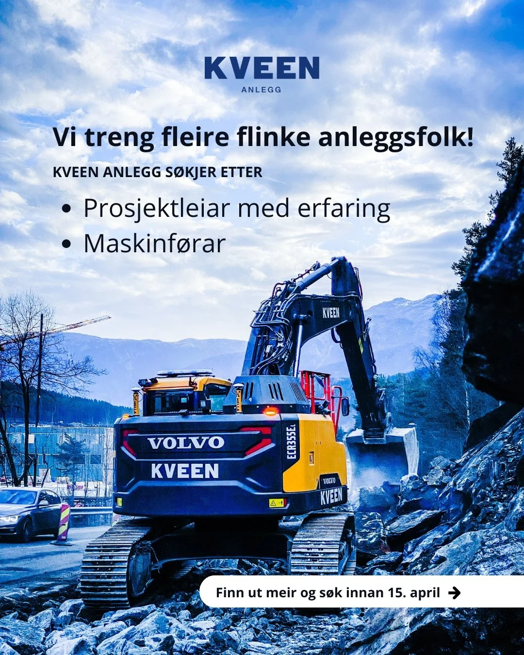 Har du lyst &aring; jobbe saman med ein gjeng flinke anleggsfolk? Om du er maskinf&oslash;rar eller prosjektleiar,  s&aring; vil vi gjerne h&oslash;yre fr&aring; deg. 

Du kan lese meir om stillingane via link i bio 💪 Husk s&oslash;knadsfrist 15. ap