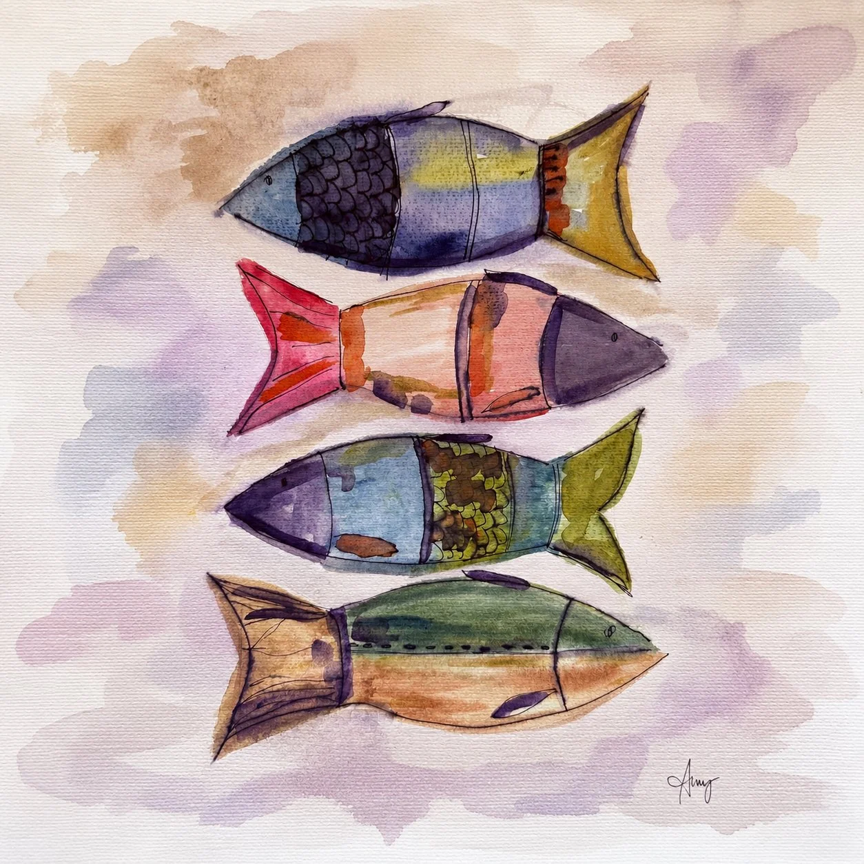 Watercolor Fish Class