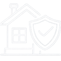 A house with a shield featuring a checkmark, symbolizing home security or protection.