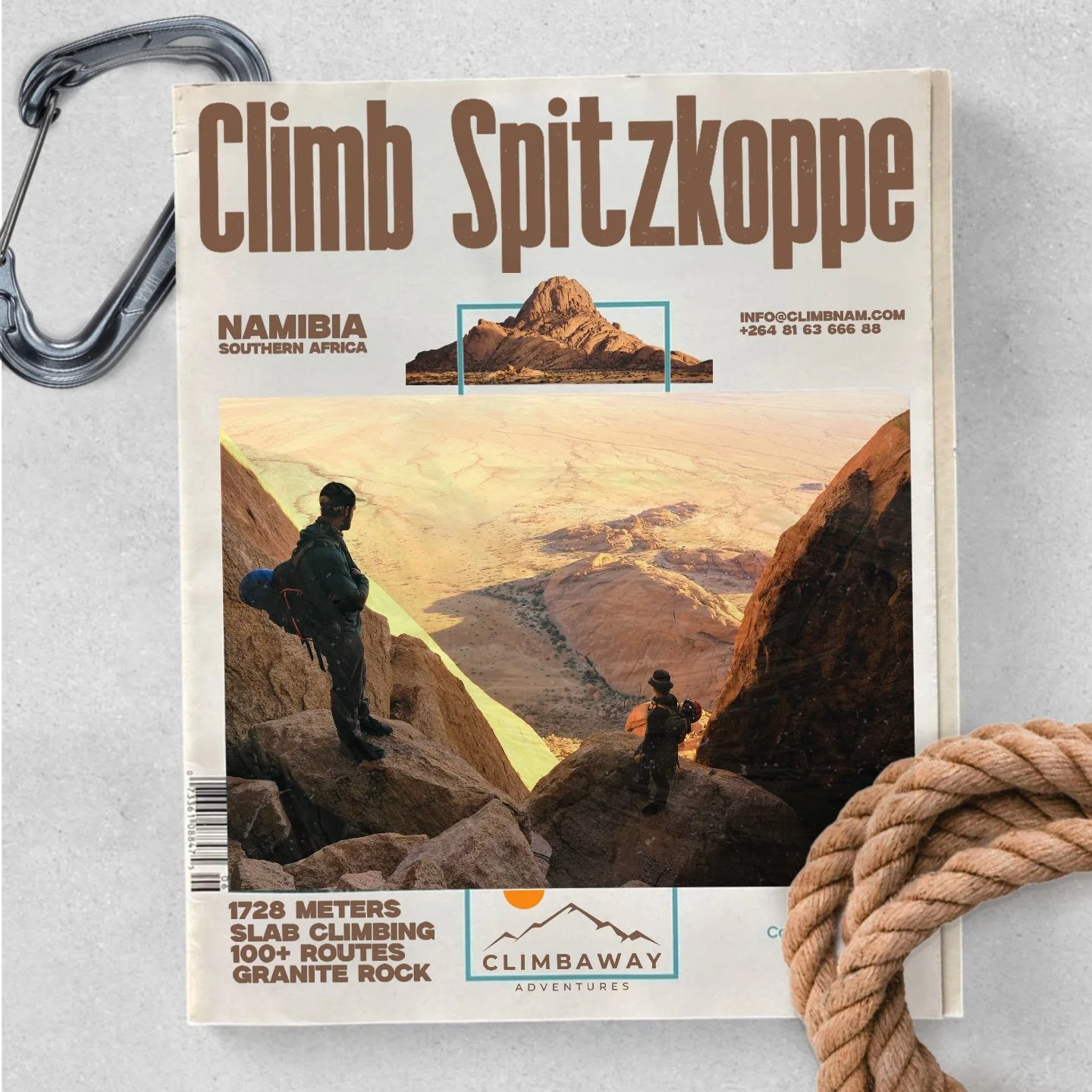Join us on the granite towers of Spitzkoppe for a rock climbing adventure of a lifetime! 

Our package:
EUR 320 per person/ day
Led by professionally trained guides 
Includes all climbing gear required 

For more info send us a message or email us at