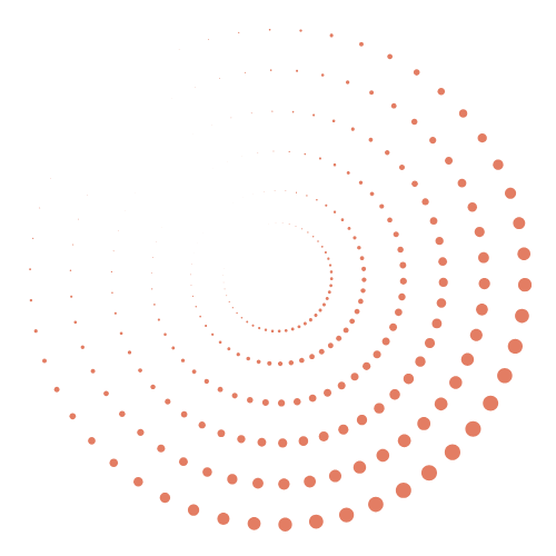 Concentric circles made of orange dots, forming a spiral pattern.