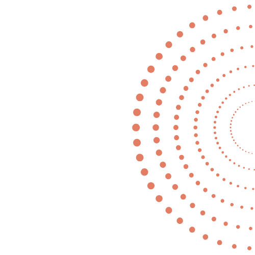 Concentric circles of orange dots on a black background, creating a spiral pattern.