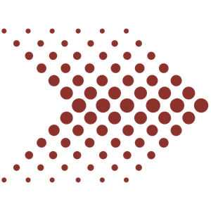 A stylised arrow made of red dots pointing to the right.