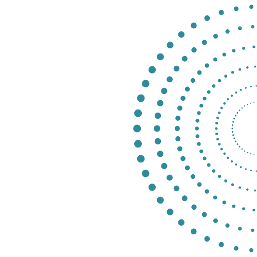 Concentric circles of blue dots on a black background, creating a spiral pattern.