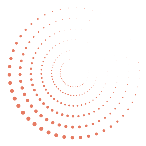 Concentric circles made of orange dots, forming a spiral pattern.