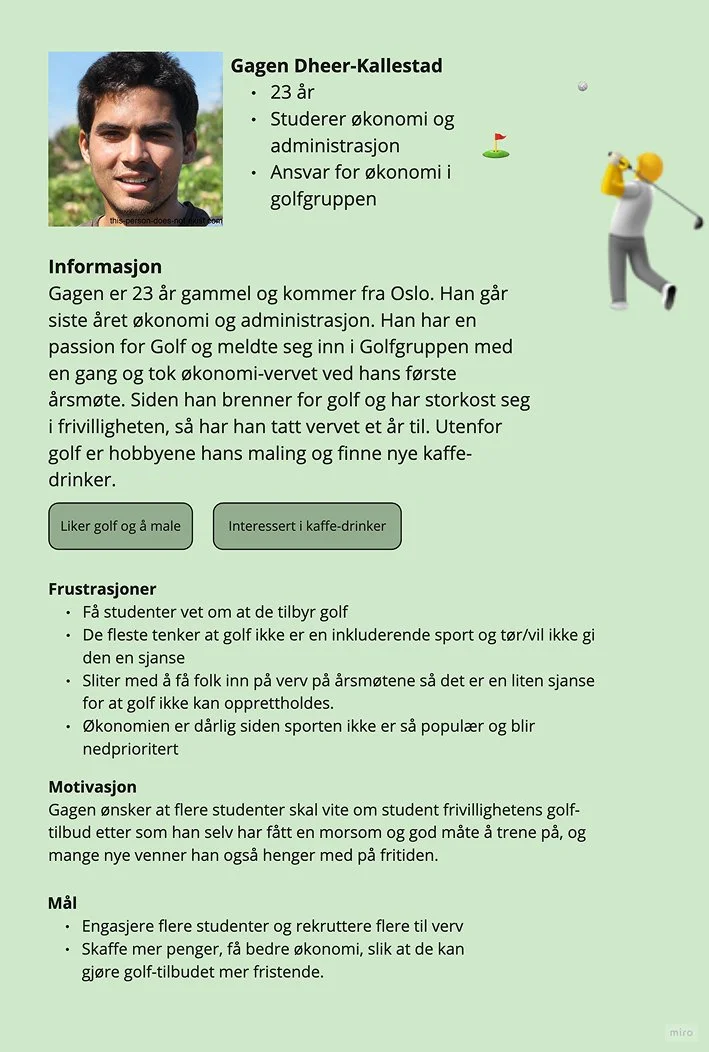 Persona som er Gagen Dheer-Kallestad som har ansvar for økonomi i golfgruppa