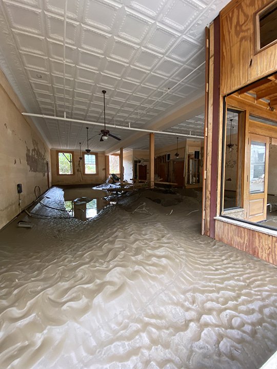 The river silt seen inside all of the buildings downtown. Basements were filled with this and had to be dug out by hand with bucket brigades