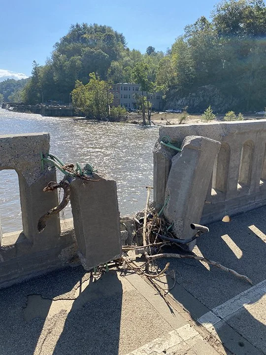 The bridge over the French Broad River to Blannahassett Island and Marshall High Studios