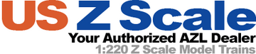US Z Scale logo with text indicating authorized AZL dealer and model trains
