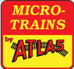 Micro Trains by Atlas model train packaging with red, yellow, and black design