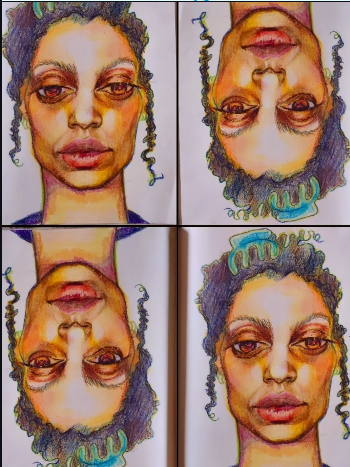 "Self Portrait Squared" Crayons 2025