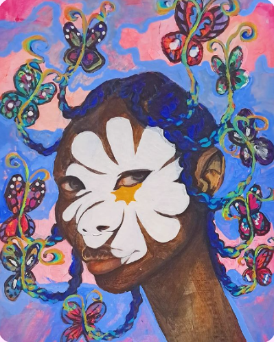 "Flower Girl" Acrylic on Cardboard 2023