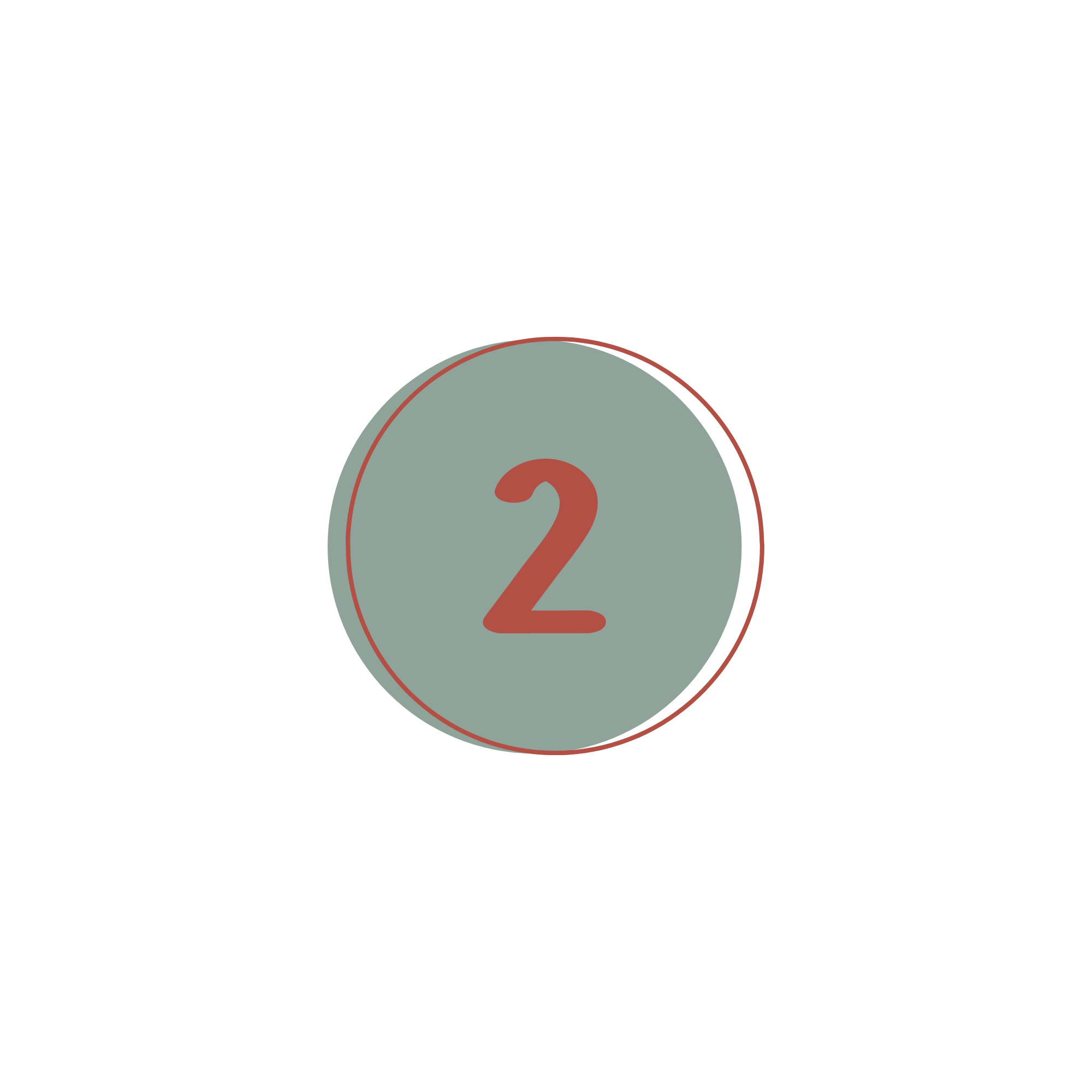 A digital illustration of a large, curved arrow pointing downward, with a circular icon containing the number 2 in the center.