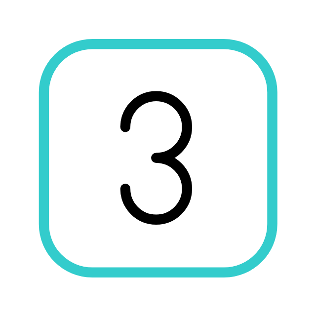 Number three inside a rounded square with a blue border.
