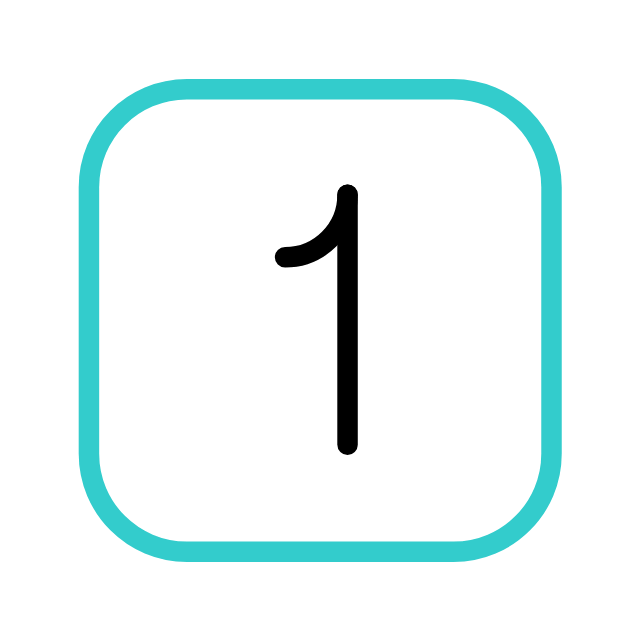 Number one displayed inside a rounded square with a light blue border.