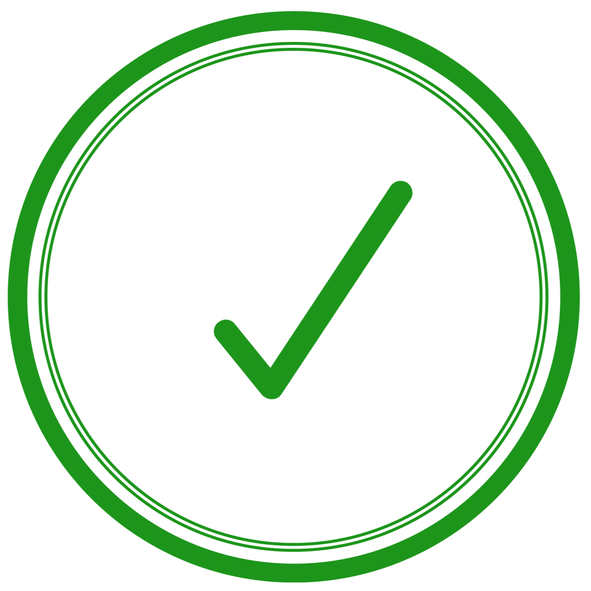Green check mark inside a circular border.