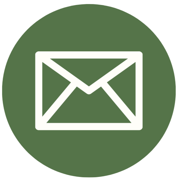 Icon of an envelope on a green circular background