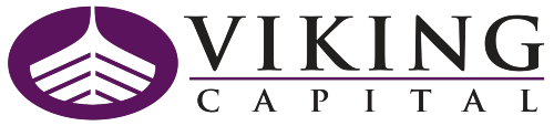 Viking Capital logo with a purple circle containing lines resembling a ship's sail and the company name in black and purple text