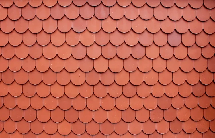 Red clay roof tiles arranged in overlapping rows.