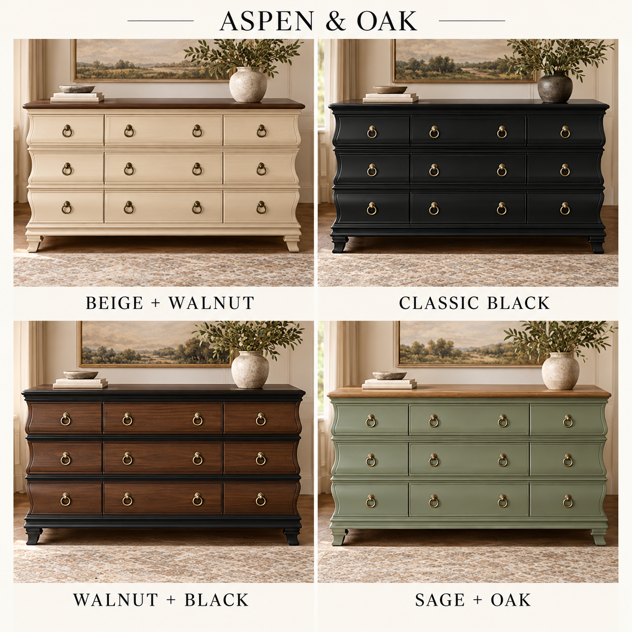 Classic Curved-Front Dresser | Custom Painted Finish